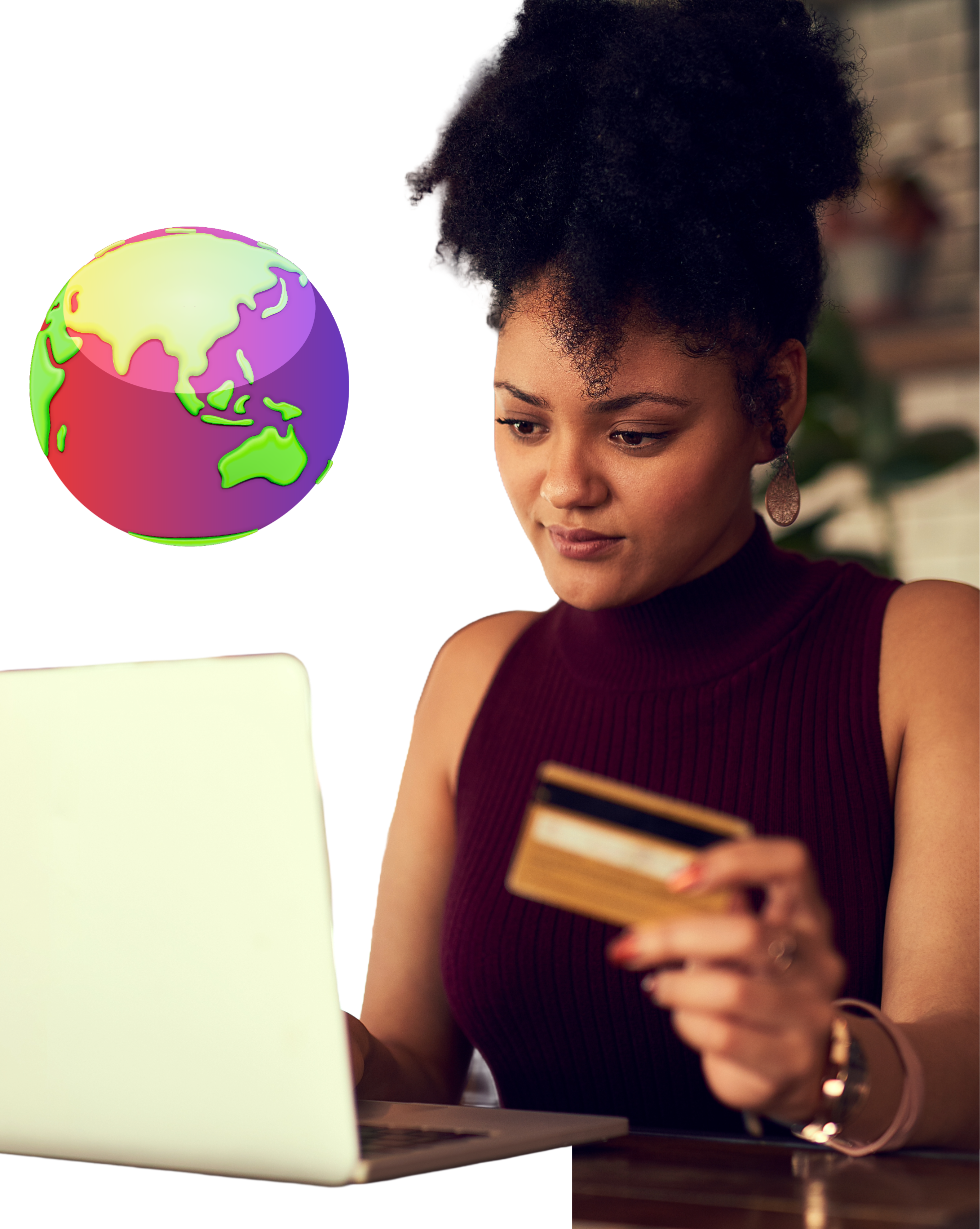 Woman possibly a remitter, working with payments, there is a world 